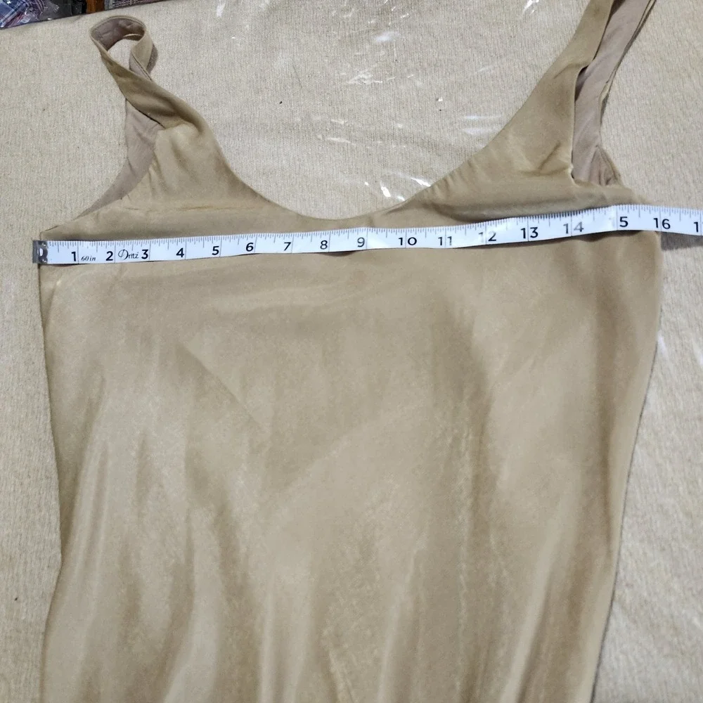 Line & Dot Ariel Scoop Neck Sleeveless Maxi‎ Satin Dress Camel Tan Small